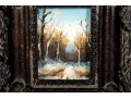Diminutive Oil On Wood Panel, Winter Landscape