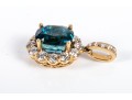 18K Yellow Gold, Diamond And Blue Topaz Pendant