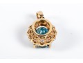 18K Yellow Gold, Diamond And Blue Topaz Pendant