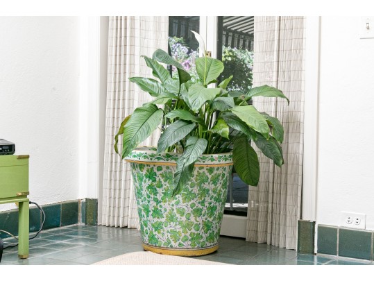 Beautiful Large Yellow And Green Italian Ceramic Urn