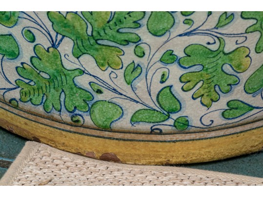 Beautiful Large Yellow And Green Italian Ceramic Urn