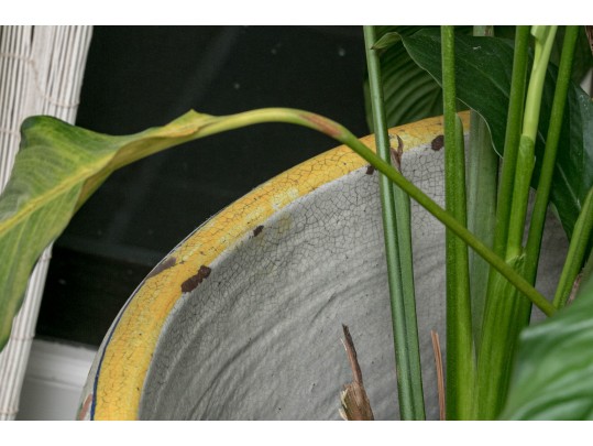 Beautiful Large Yellow And Green Italian Ceramic Urn