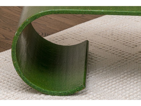 A Mid Century Laminated Wood And Sea Glass Covered Coffee Table