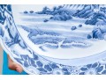 Blue And White Porcelain 16” Charger, Central Mountainous Landscape