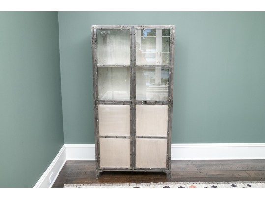 Lillian August Antiqued Nickel Element Industrial Cabinet