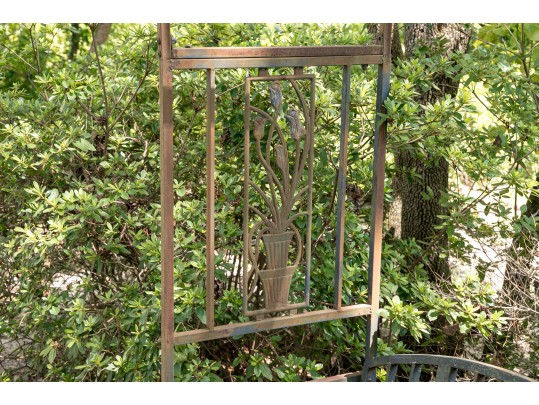 Massive Arched Outdoor Iron Bench 