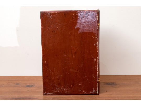 Vintage Painted Wooden Book-Form Tabletop Chest. 