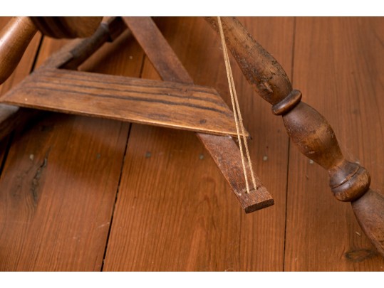 19th Century Wooden Spinning Wheel