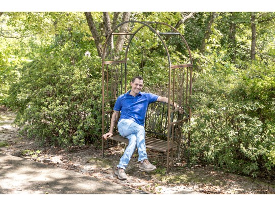 Massive Arched Outdoor Iron Bench 