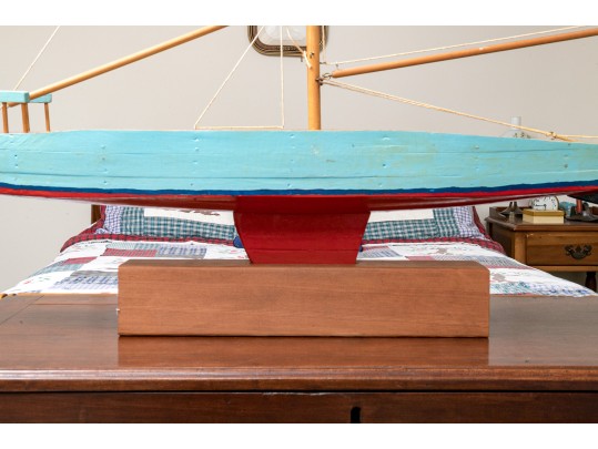 Vintage Wooden Sailboat Model