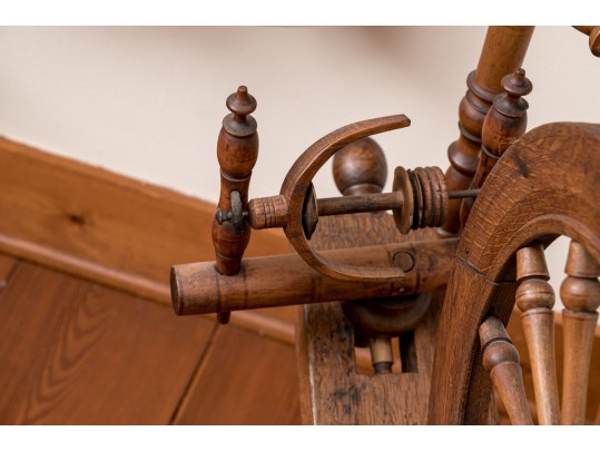 19th Century Wooden Spinning Wheel