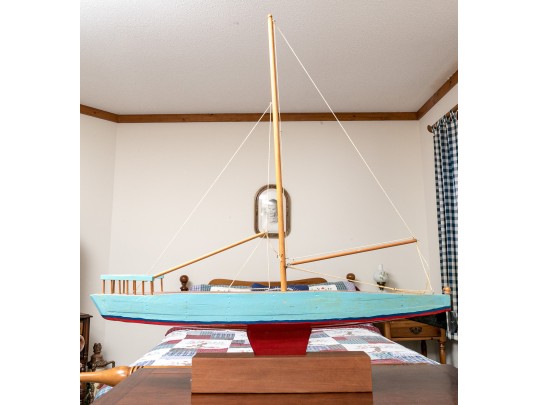 Vintage Wooden Sailboat Model