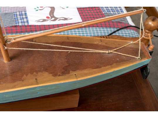 Vintage Wooden Sailboat Model