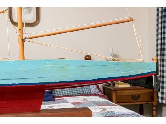 Vintage Wooden Sailboat Model