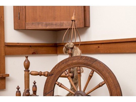 19th Century Wooden Spinning Wheel
