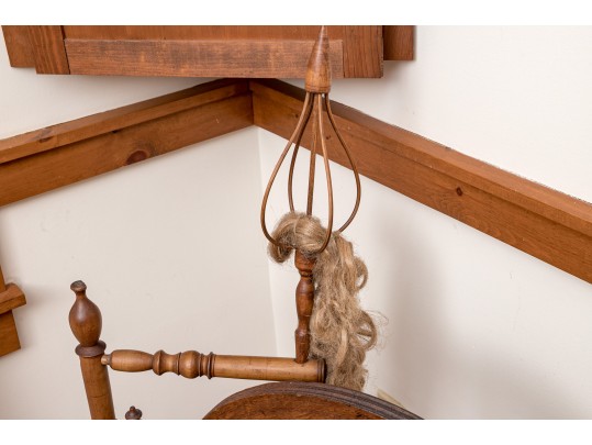 19th Century Wooden Spinning Wheel