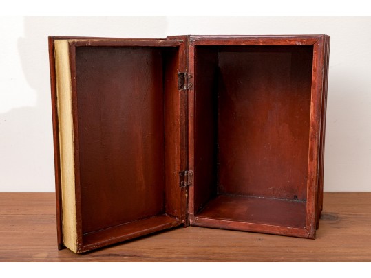 Vintage Painted Wooden Book-Form Tabletop Chest. 