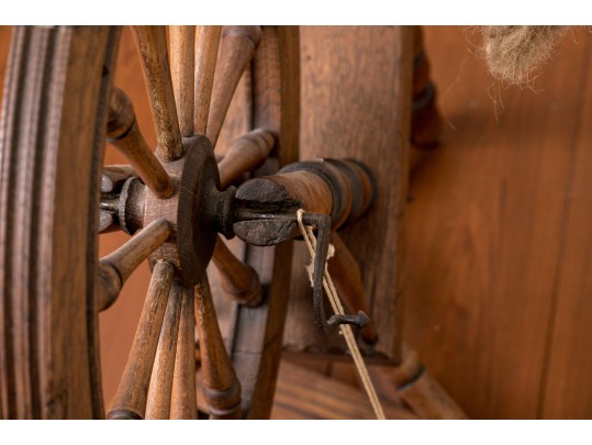 19th Century Wooden Spinning Wheel