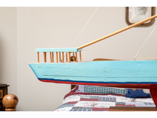 Vintage Wooden Sailboat Model