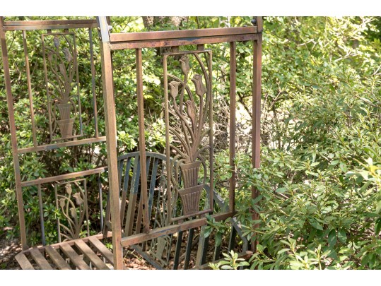 Massive Arched Outdoor Iron Bench 