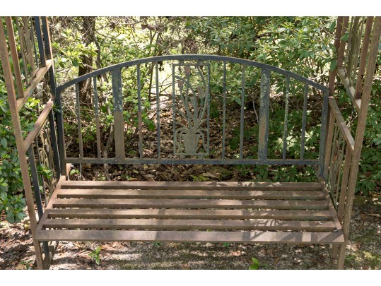 Massive Arched Outdoor Iron Bench 
