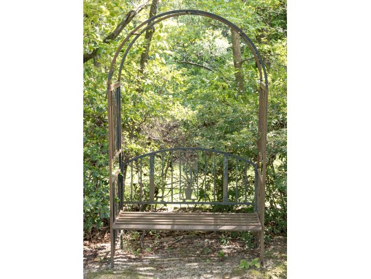 Massive Arched Outdoor Iron Bench 