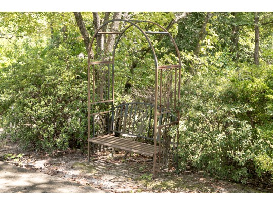 Massive Arched Outdoor Iron Bench 