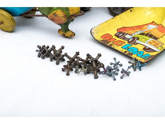 Assorted Vintage Children's Toys. Marbles, Beach Accessories, Games