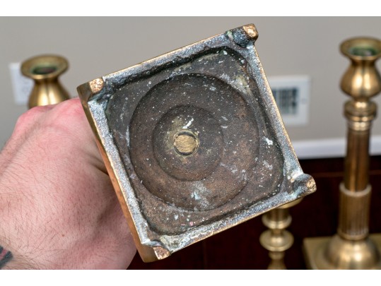 Lot Of 13 Vintage - Antique Brass Candlesticks