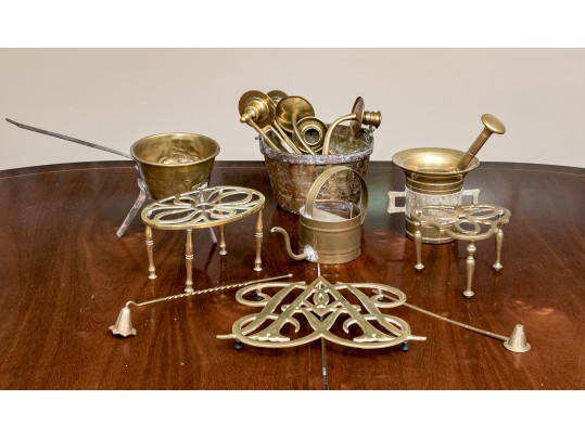 Assembled Lot Of Brass Kitchen Wares