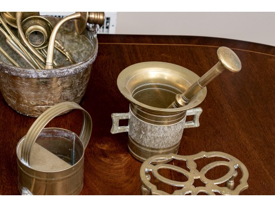 Assembled Lot Of Brass Kitchen Wares