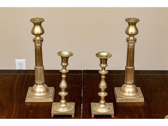 Lot Of 13 Vintage - Antique Brass Candlesticks