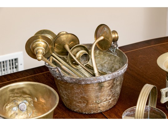 Assembled Lot Of Brass Kitchen Wares