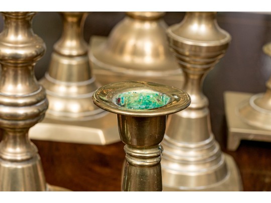 Lot Of 13 Vintage - Antique Brass Candlesticks
