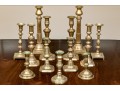 Lot Of 13 Vintage - Antique Brass Candlesticks