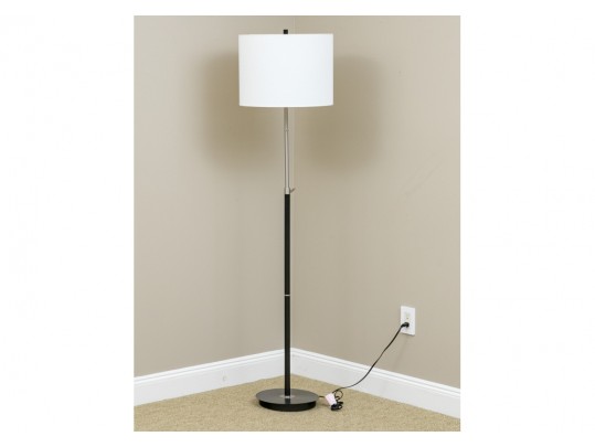 Contemporary Black Metal & Chrome Floor Lamp