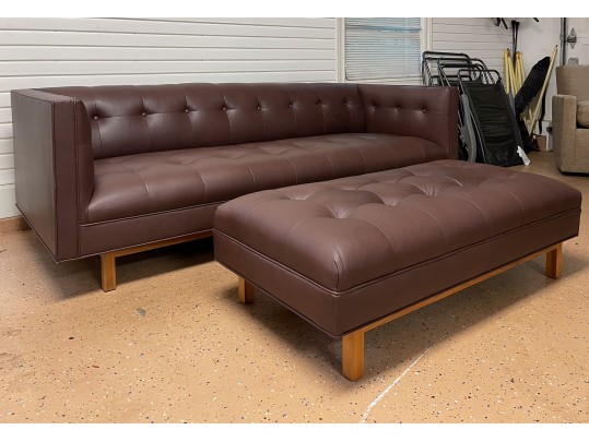 Trousdale Lawson-Fenning Brown Leather Sofa & Ottoman - Purchase Price $7273