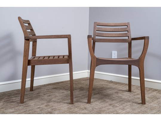 Set Of 4 Outdoor Interiors Teakwood Armchairs
