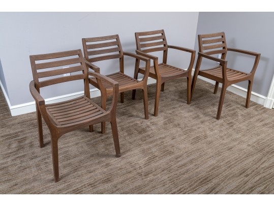 Set Of 4 Outdoor Interiors Teakwood Armchairs