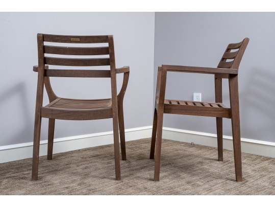 Set Of 4 Outdoor Interiors Teakwood Armchairs