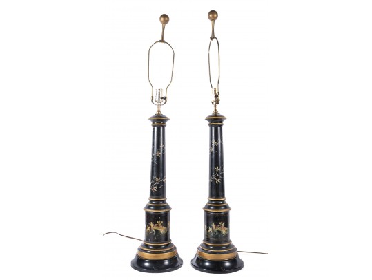 Tall Tole Table Lamps, Likely Frederick Cooper
