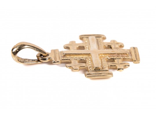 14k Yellow Gold Jerusalem Cross Pendant