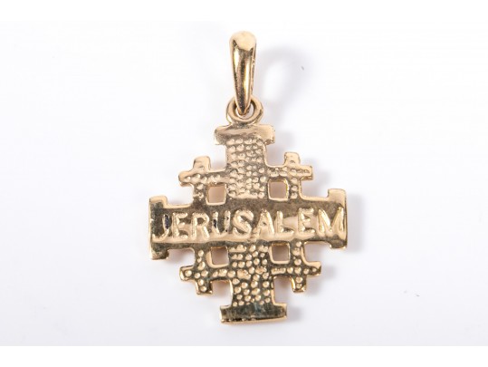 14k Yellow Gold Jerusalem Cross Pendant