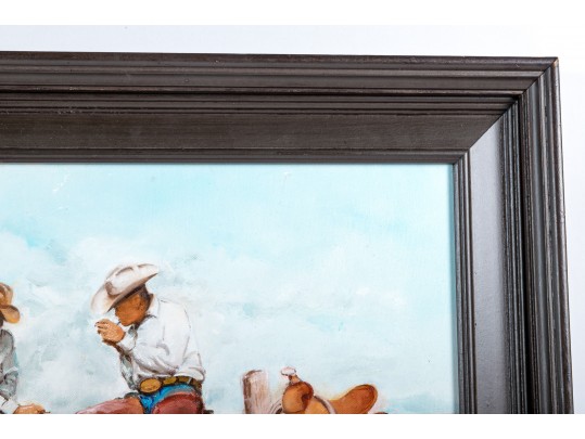 Claudio Janni (Italian-American, 1940-2021) Oil On Canvas, Cowboy Smoke Break