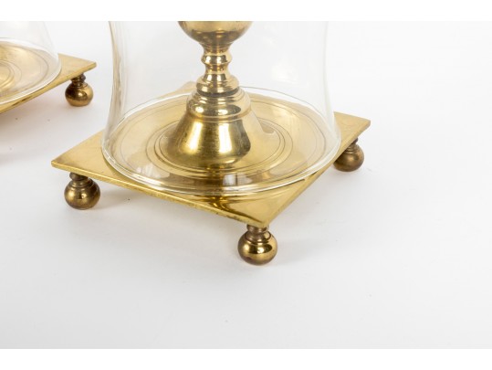 Virginia Metalcrafters Newport Large Brass Hurricane Candlesticks