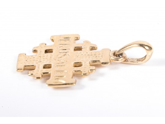 14k Yellow Gold Jerusalem Cross Pendant