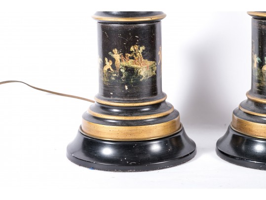 Tall Tole Table Lamps, Likely Frederick Cooper