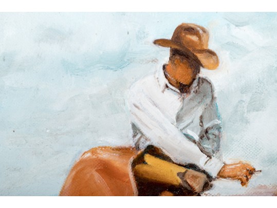 Claudio Janni (Italian-American, 1940-2021) Oil On Canvas, Cowboy Smoke Break