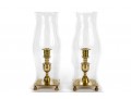 Virginia Metalcrafters Newport Large Brass Hurricane Candlesticks