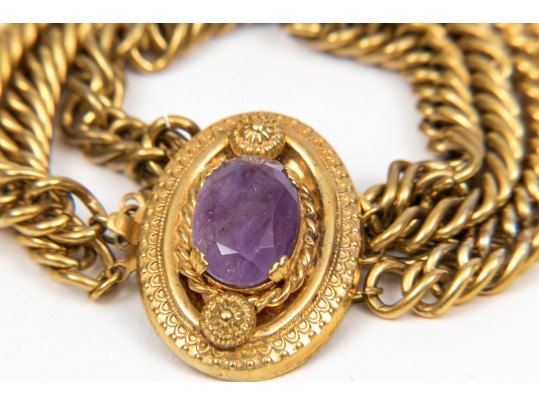 Purple Stone Fashion Bracelet And Necklace